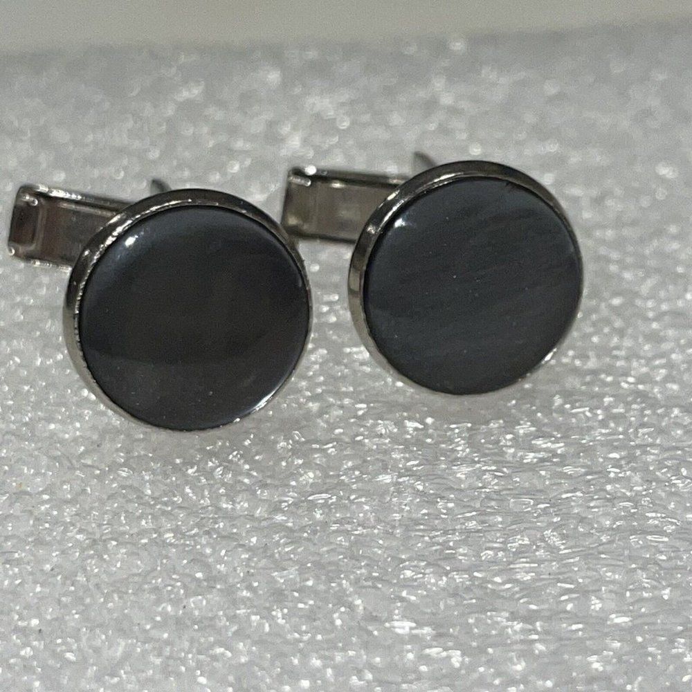 Shiny Round  Moonstone Cufflinks Gemstones Silver Tone Cuff Links Tuxedo Formal